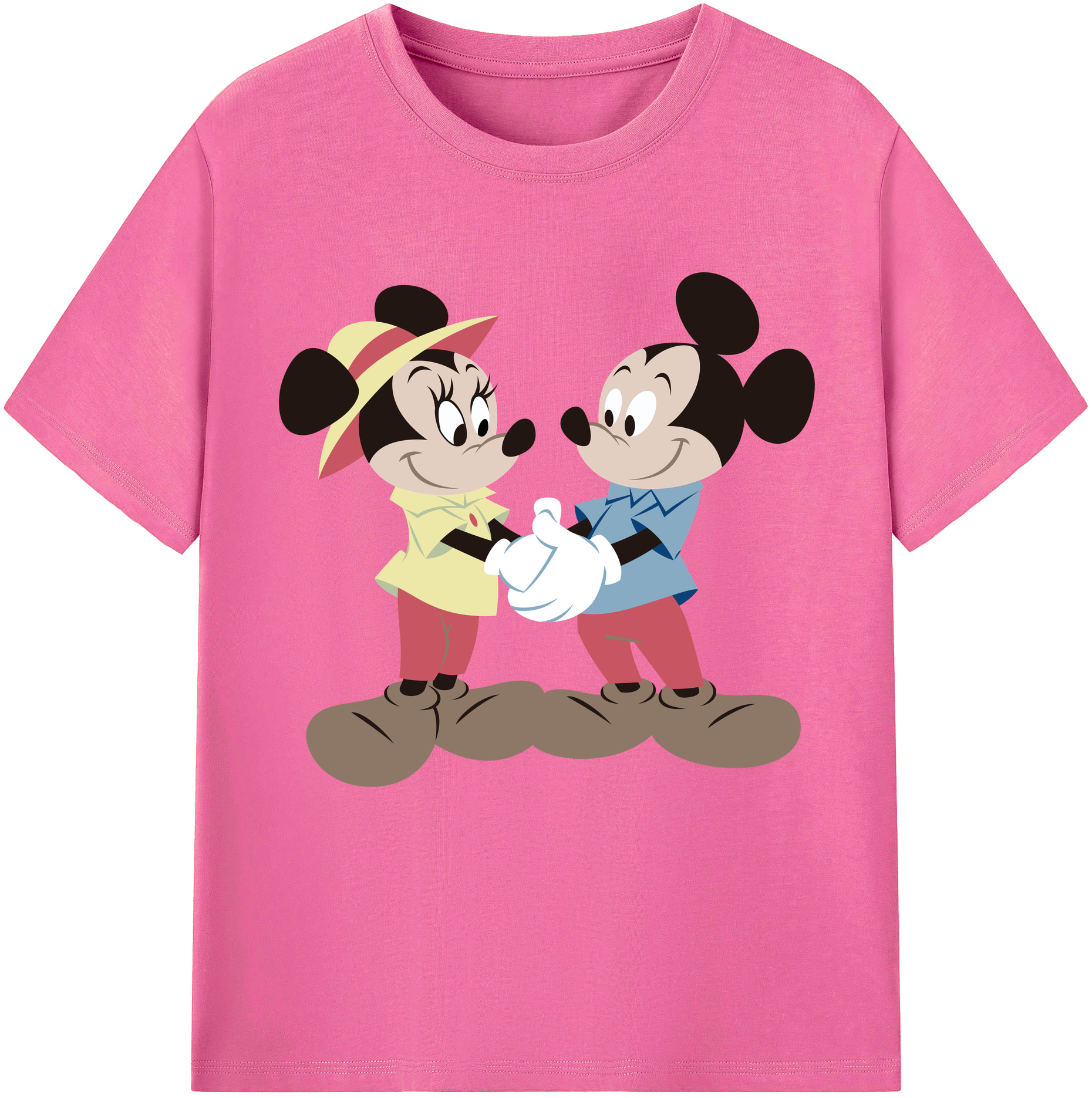 （画像用） ミッキーマウス Mickey Mouse レディースカジュアルプリントTシャツ（綿100％）
